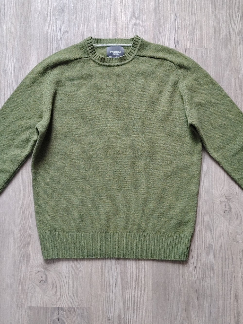 Springfield Men's Original Lambswool Long Sleeve Crew Neck Sweater, Green Size M